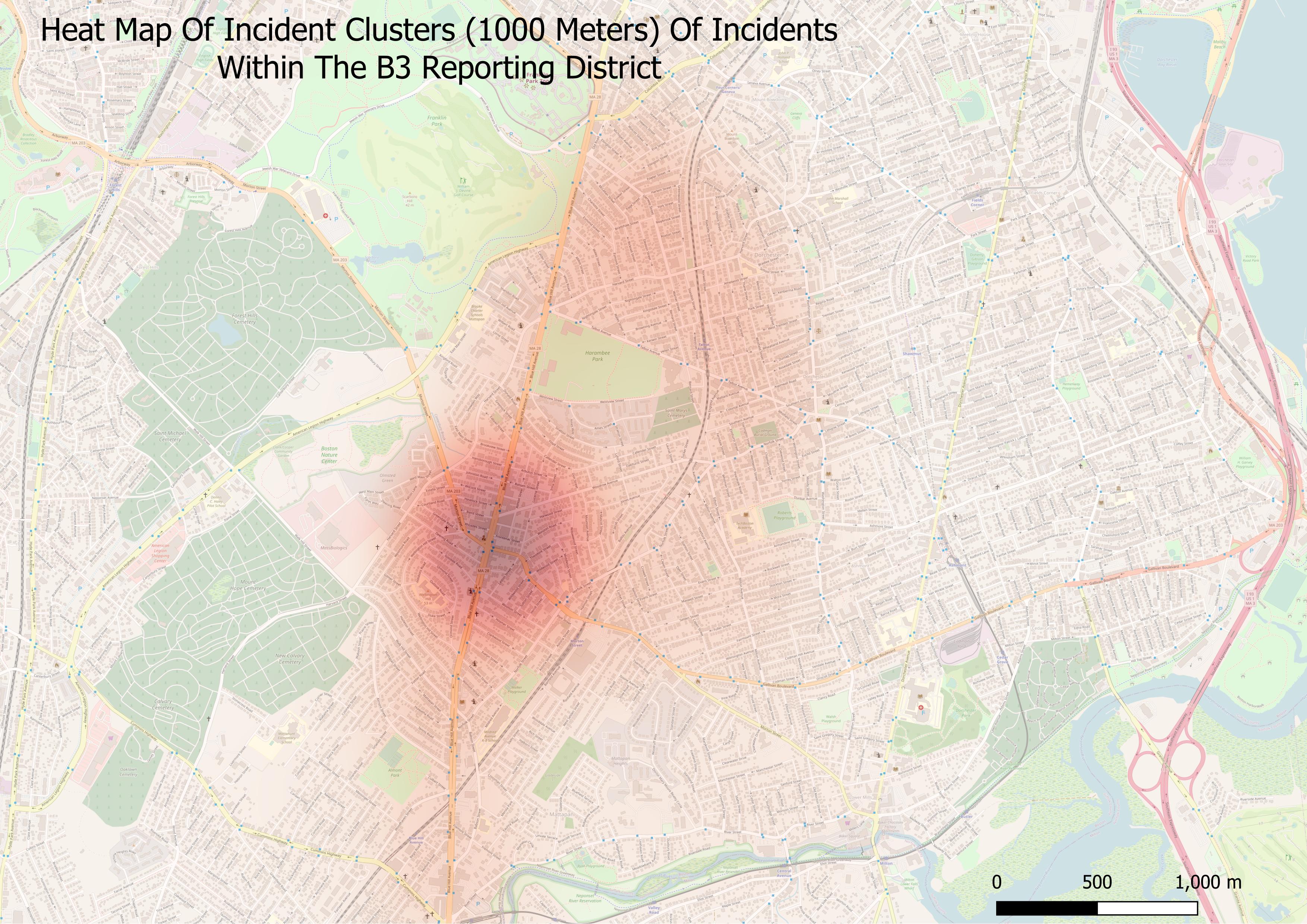 Heat Map Of Violent Offenses Within Boston B3 Reporting District
