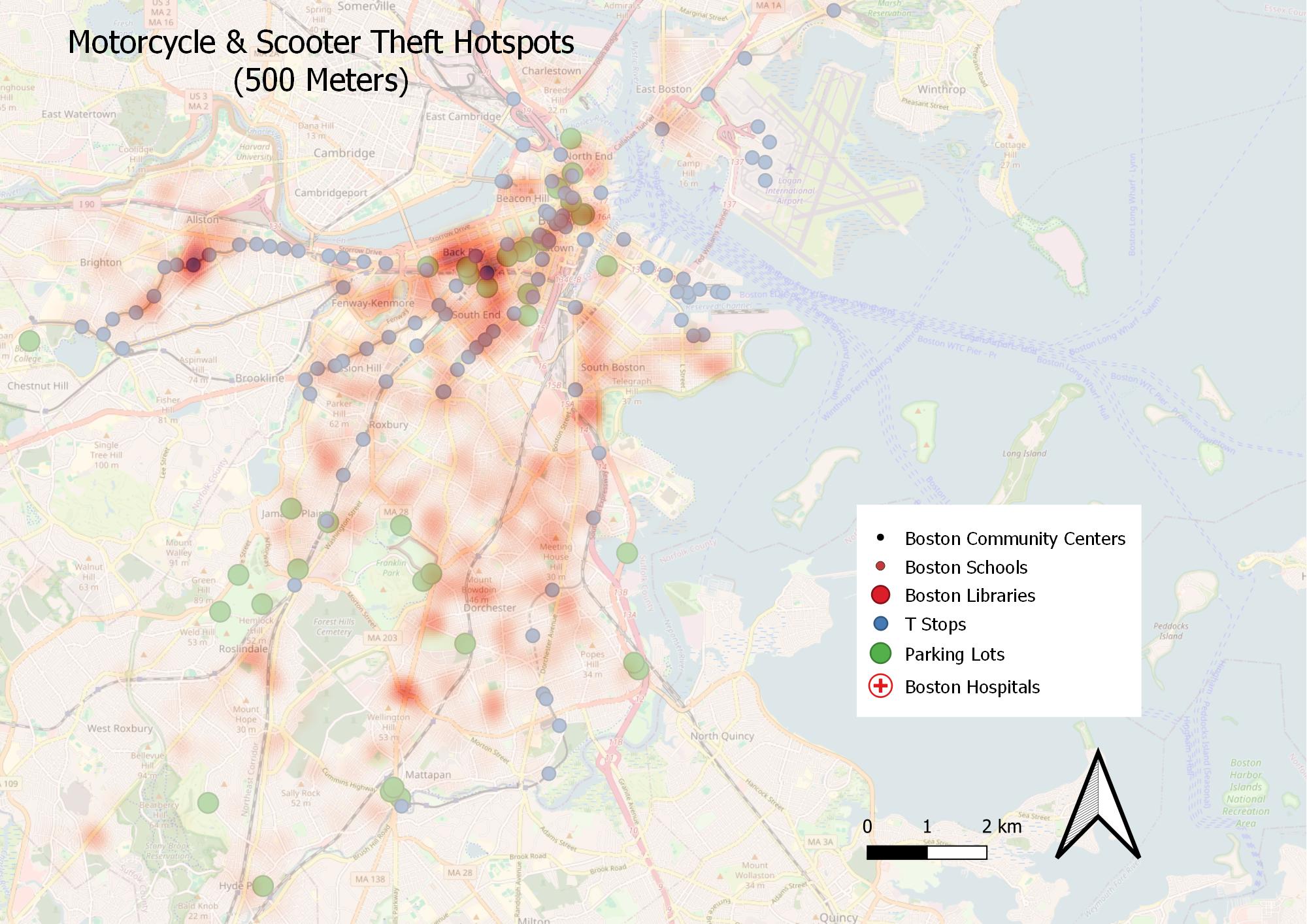 Motorcycle & Scooter Theft Hotspots Boston